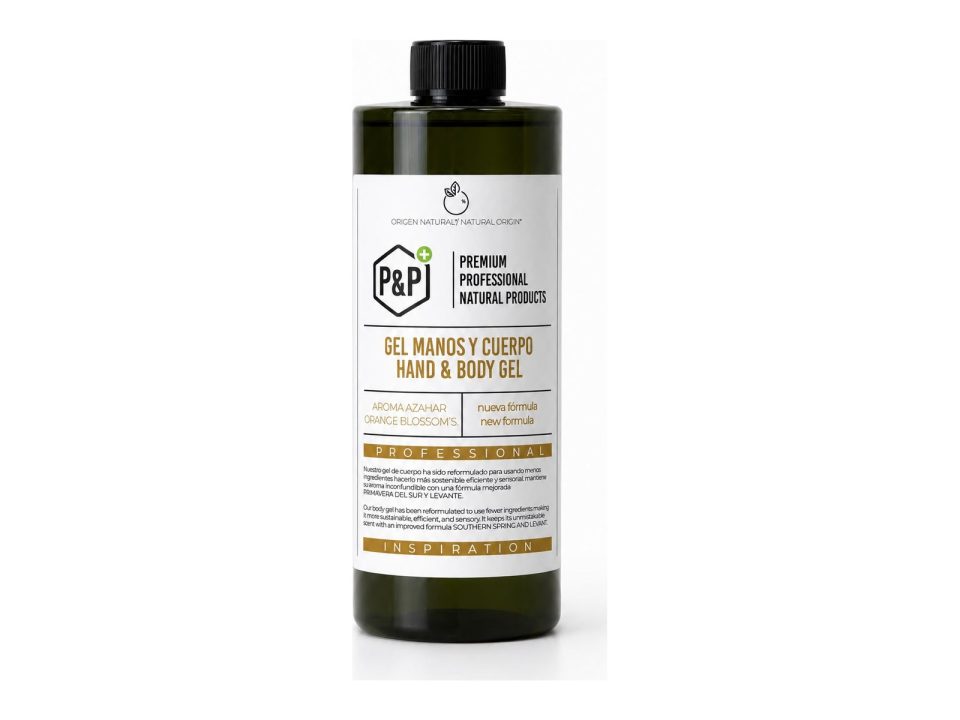 P&P 450-ml-Flasche Hand- und Körpergel Orangenblüte INSPIRATION vor weißem Hintergrund
