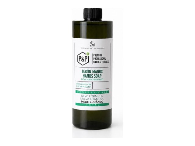 P&P 450 ml Mediterráneo hand soap with aloe vera ROYAL scent on a white background