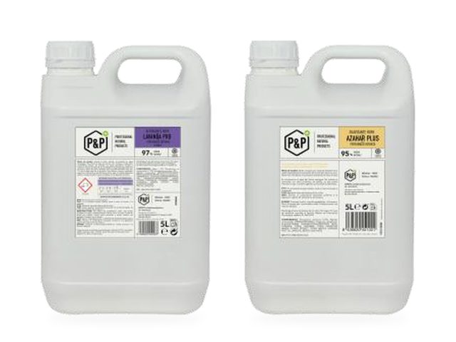 Garrafas de 5 litros P&P de detergente de ropa Lavanda Pro y suavizante Azahar Plus